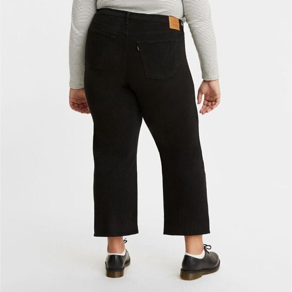 Levi's Premium Ribcage Straight Ankle Jeans Black Womens Size 24W NEW Button Fly - Picture 3 of 16